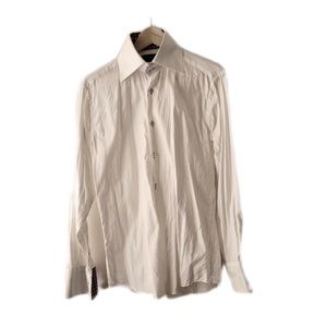 Hawes And Curtis White Shirt Purple Accent Small